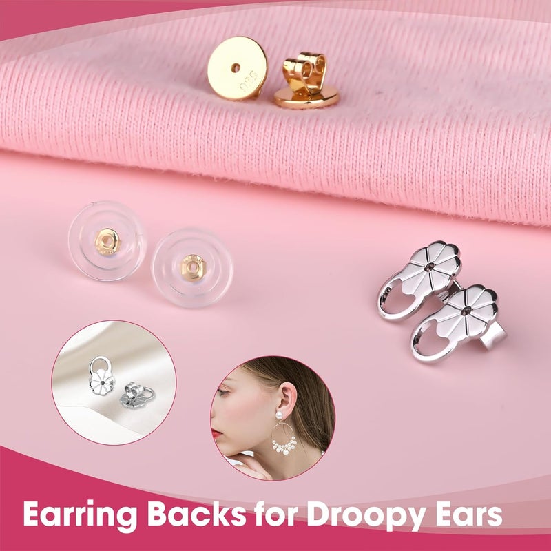 Goffing Earring Backs for Droopy Ears Heavy Earrings - Replacements Locking Ear Supports | 6 Pairs Secure Stud Clutches for Sensitive Skin(Lifter 4) - Image 2